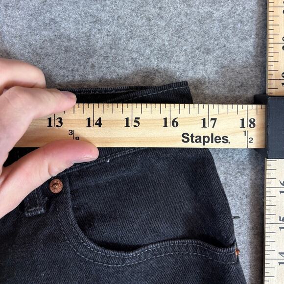VTG 90s Levis 550 Jeans Women 16 Black Relaxed Fit Tapered Leg High Rise Red Tab - Picture 2 of 9